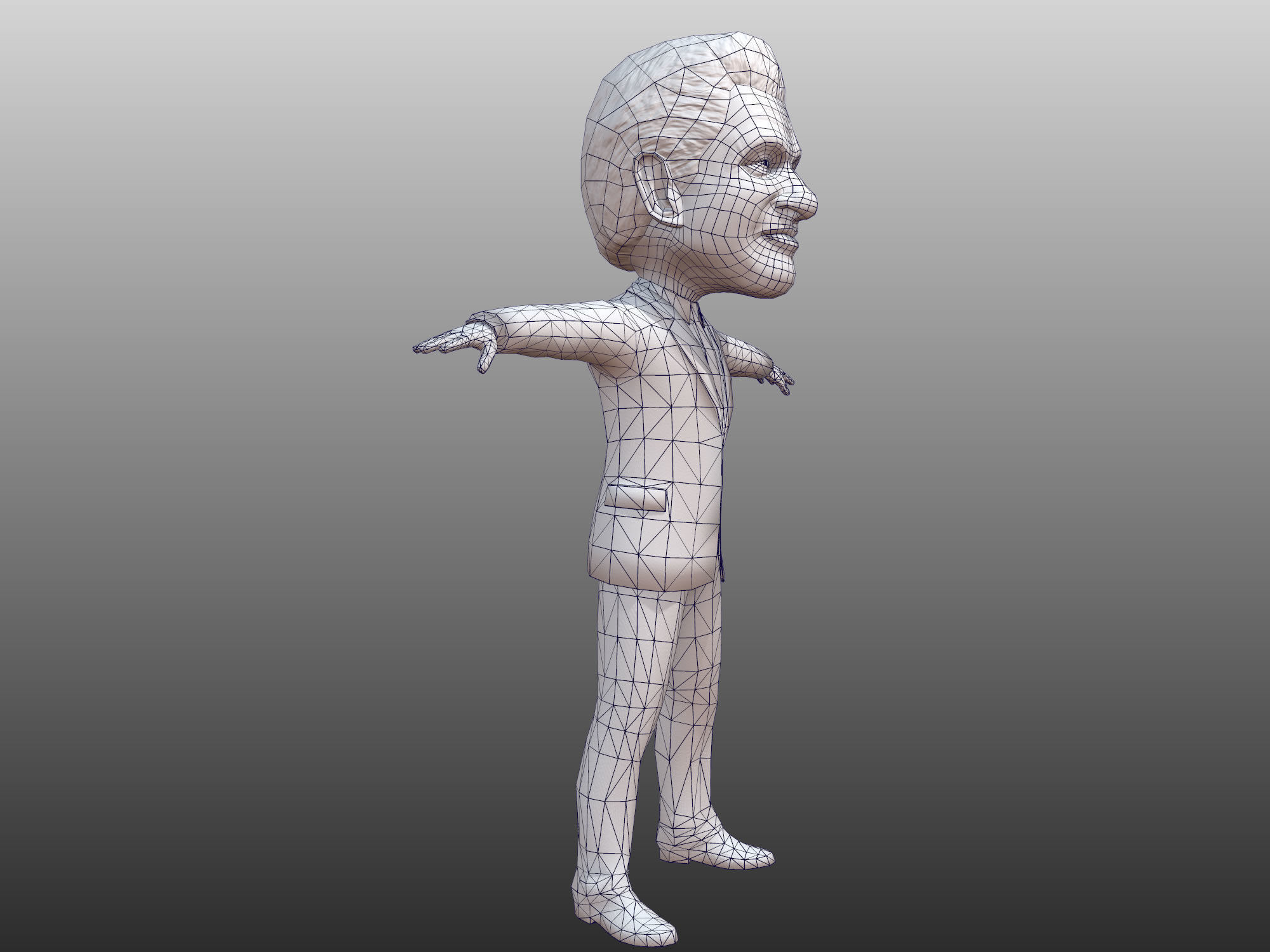 Bill Clinton 3D caricature low poly rigged Low-poly 3D model_18