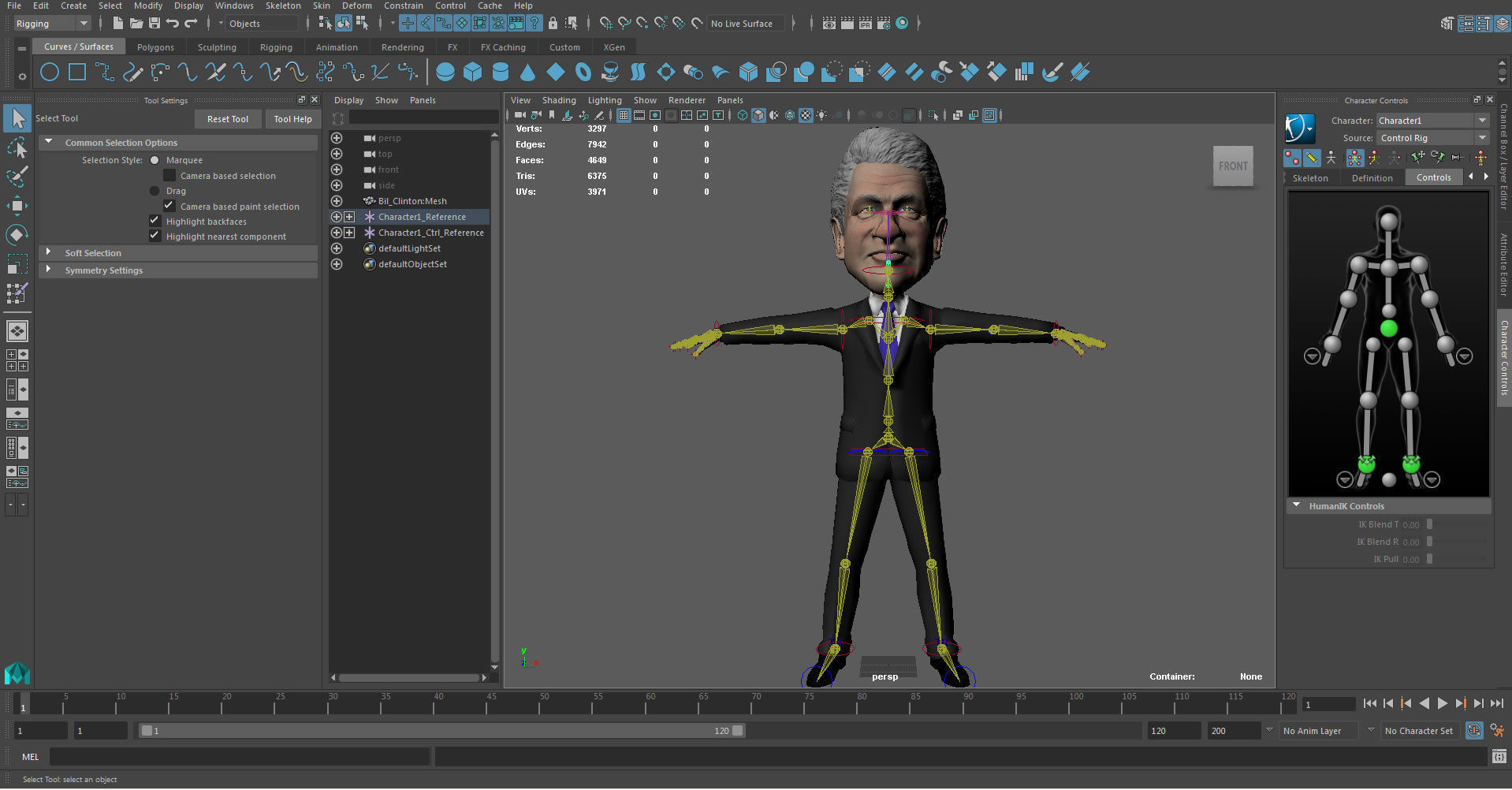 Bill Clinton 3D caricature low poly rigged Low-poly 3D model_10