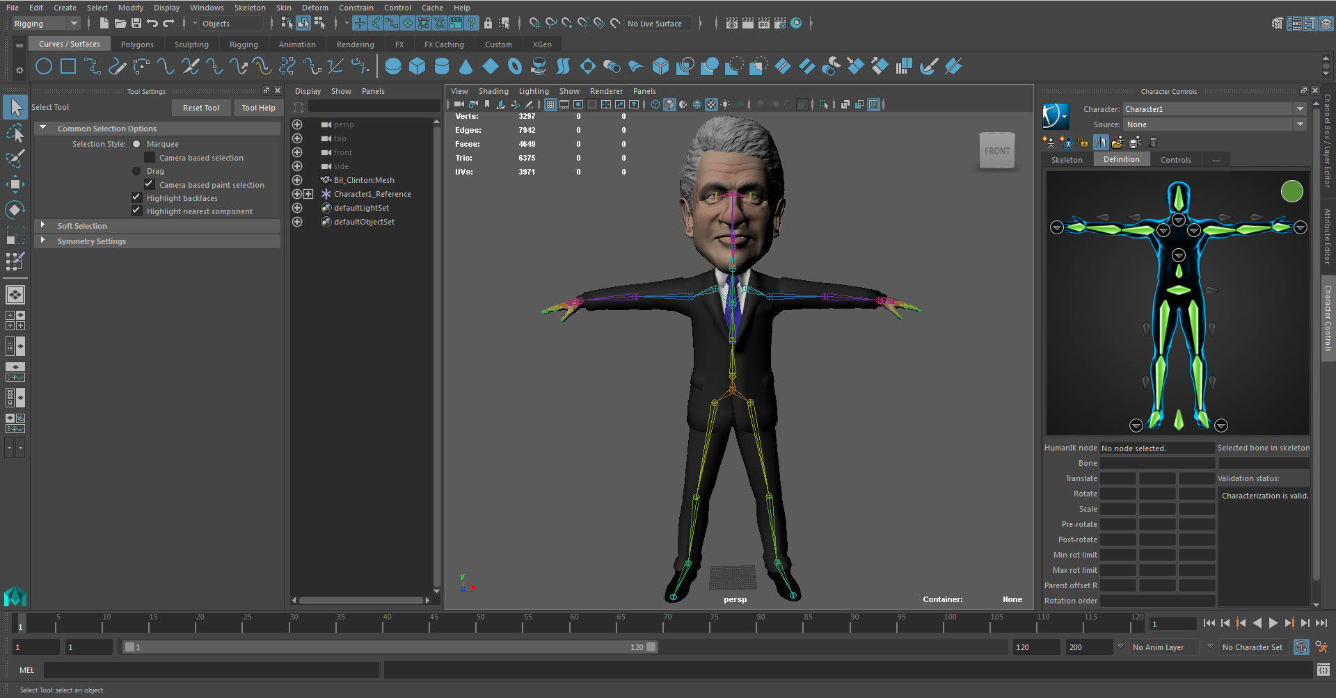 Bill Clinton 3D caricature low poly rigged Low-poly 3D model_11