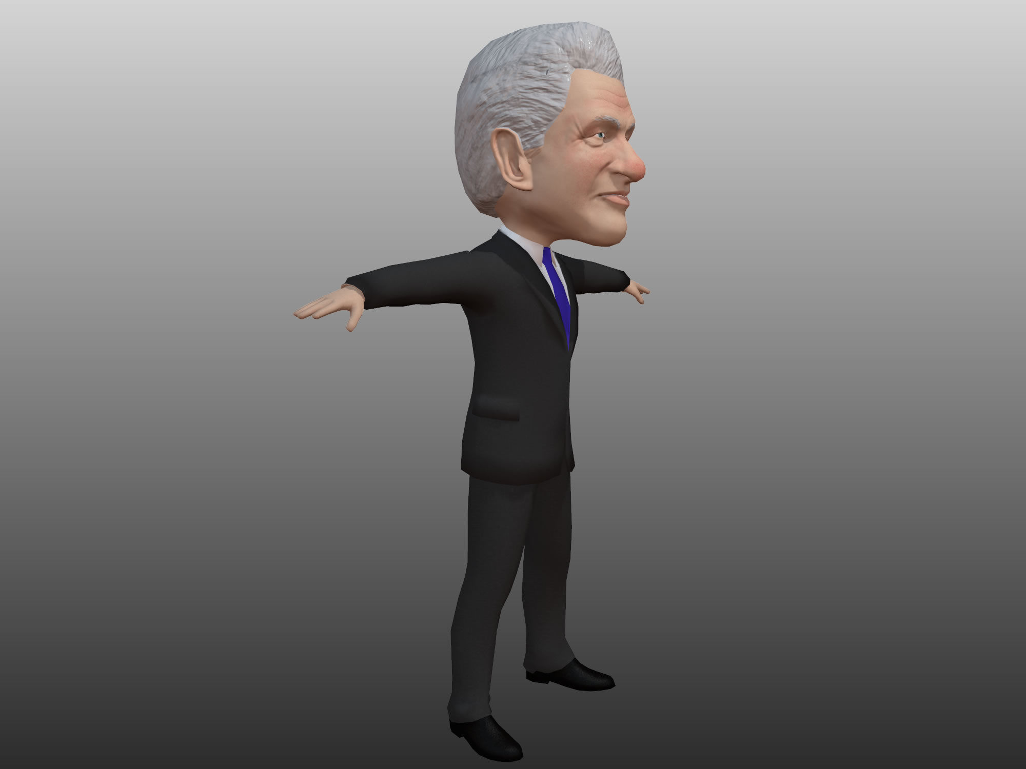 Bill Clinton 3D caricature low poly rigged Low-poly 3D model_5