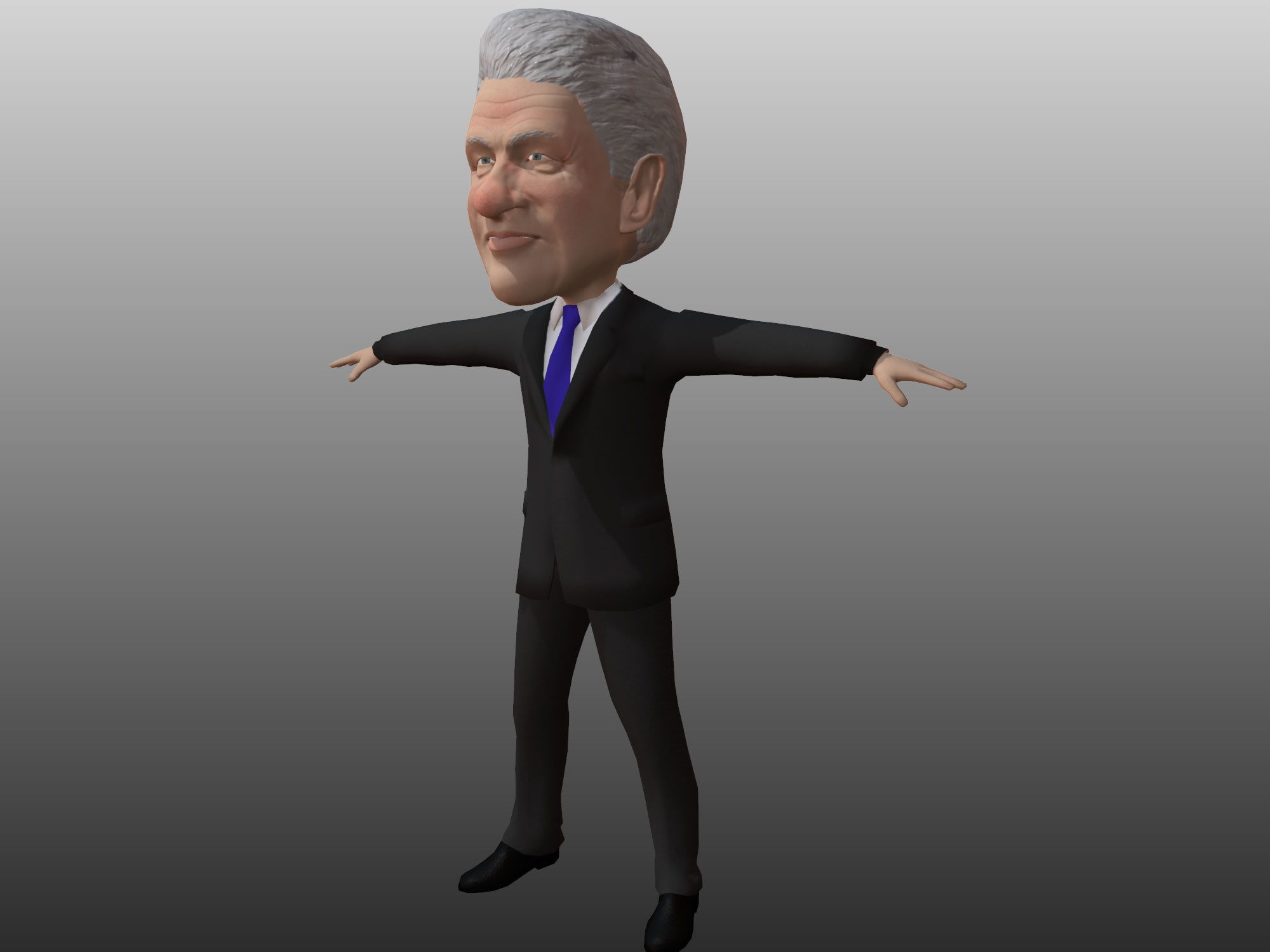 Bill Clinton 3D caricature low poly rigged Low-poly 3D model_6