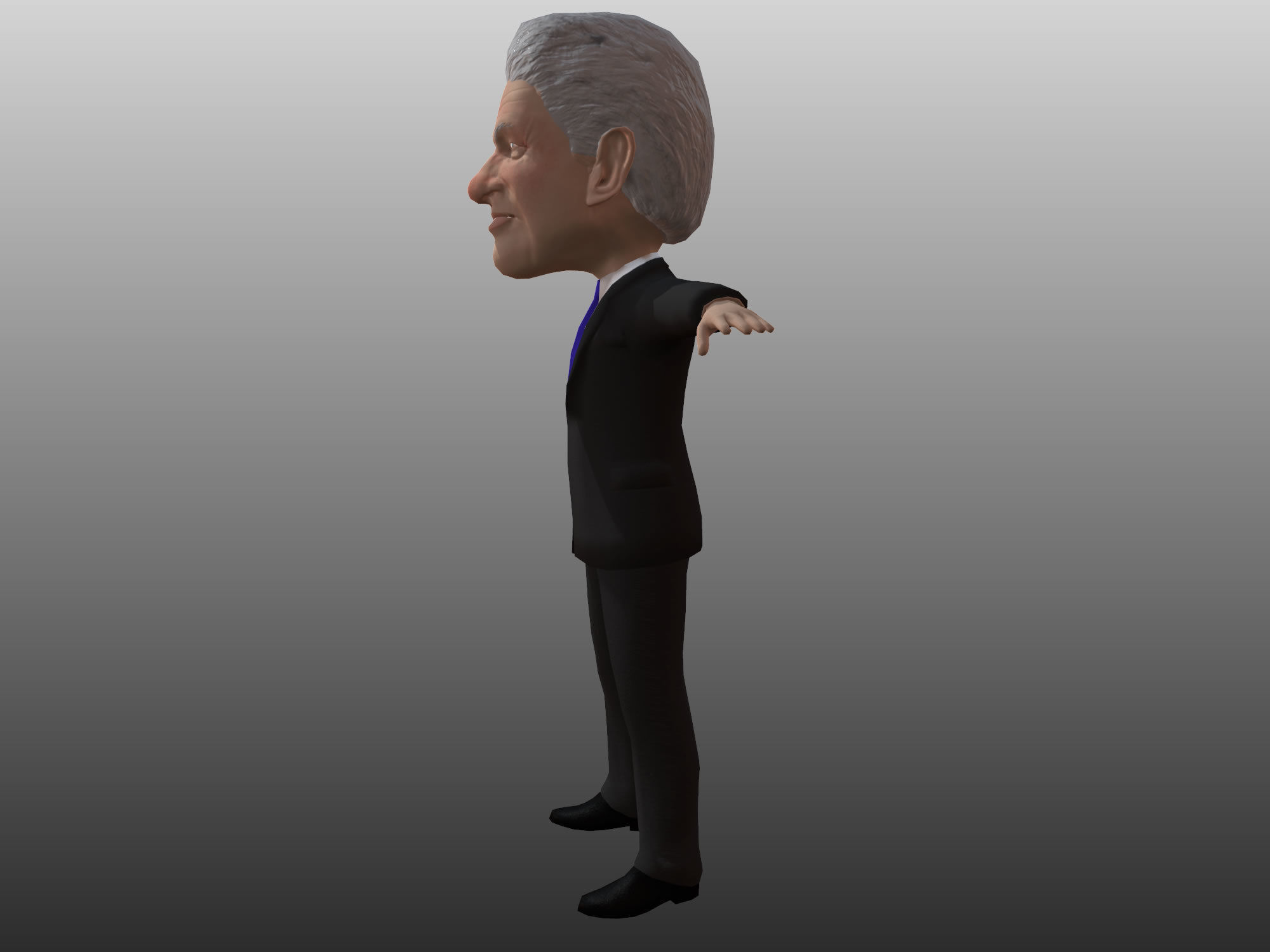 Bill Clinton 3D caricature low poly rigged Low-poly 3D model_8