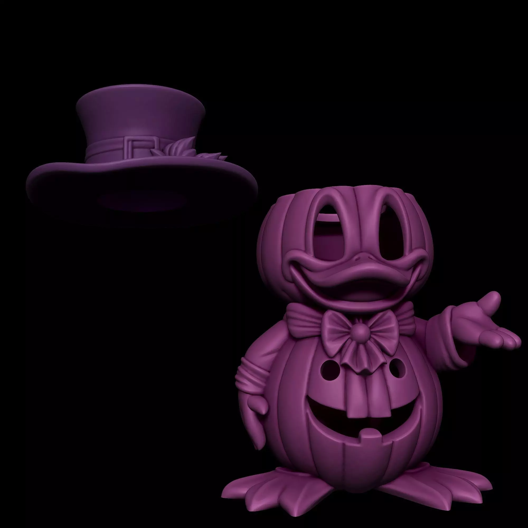 Halloween Donald Duck Pumpkin - Decor and Carved Versions  Free 3D print model_4