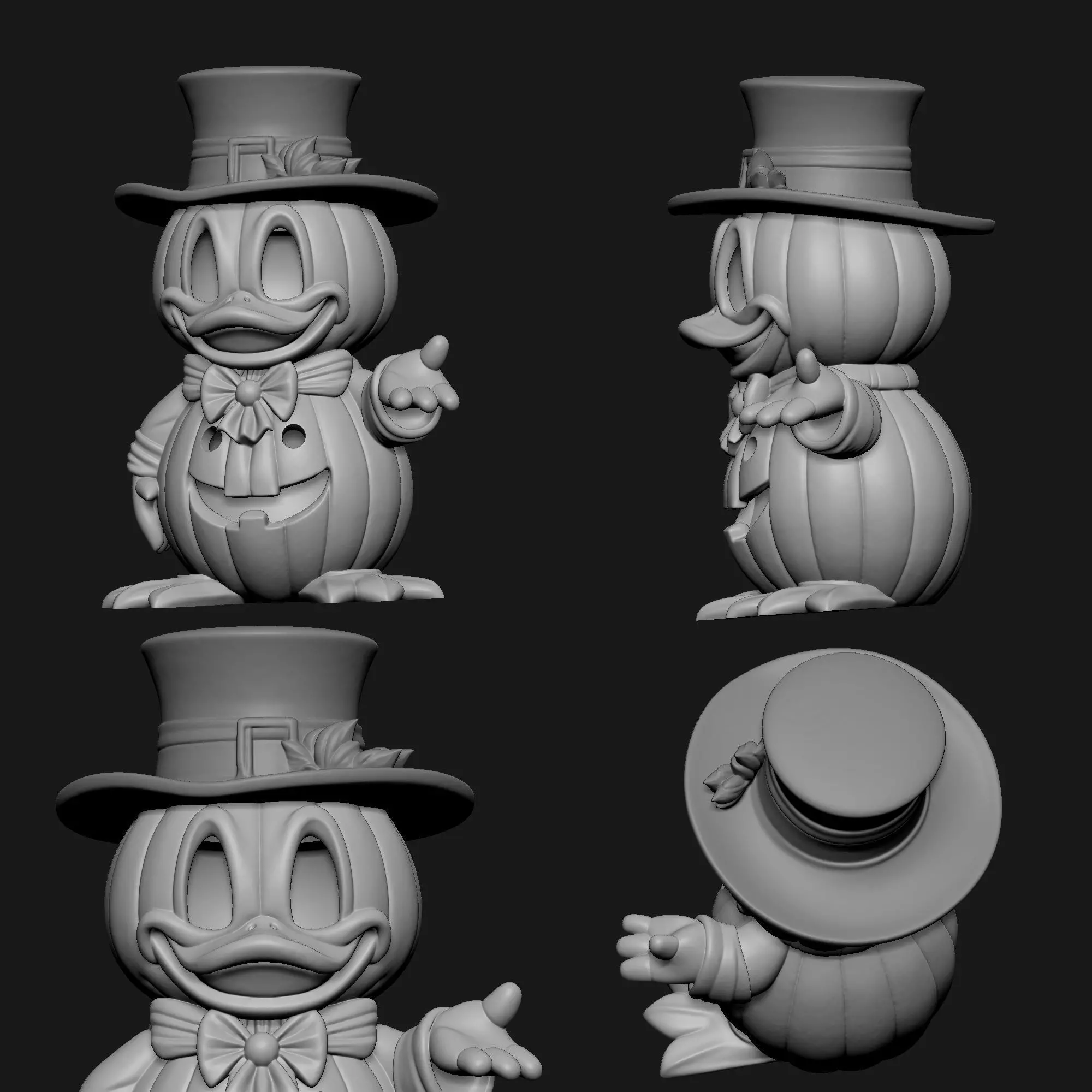 Halloween Donald Duck Pumpkin - Decor and Carved Versions  Free 3D print model_8