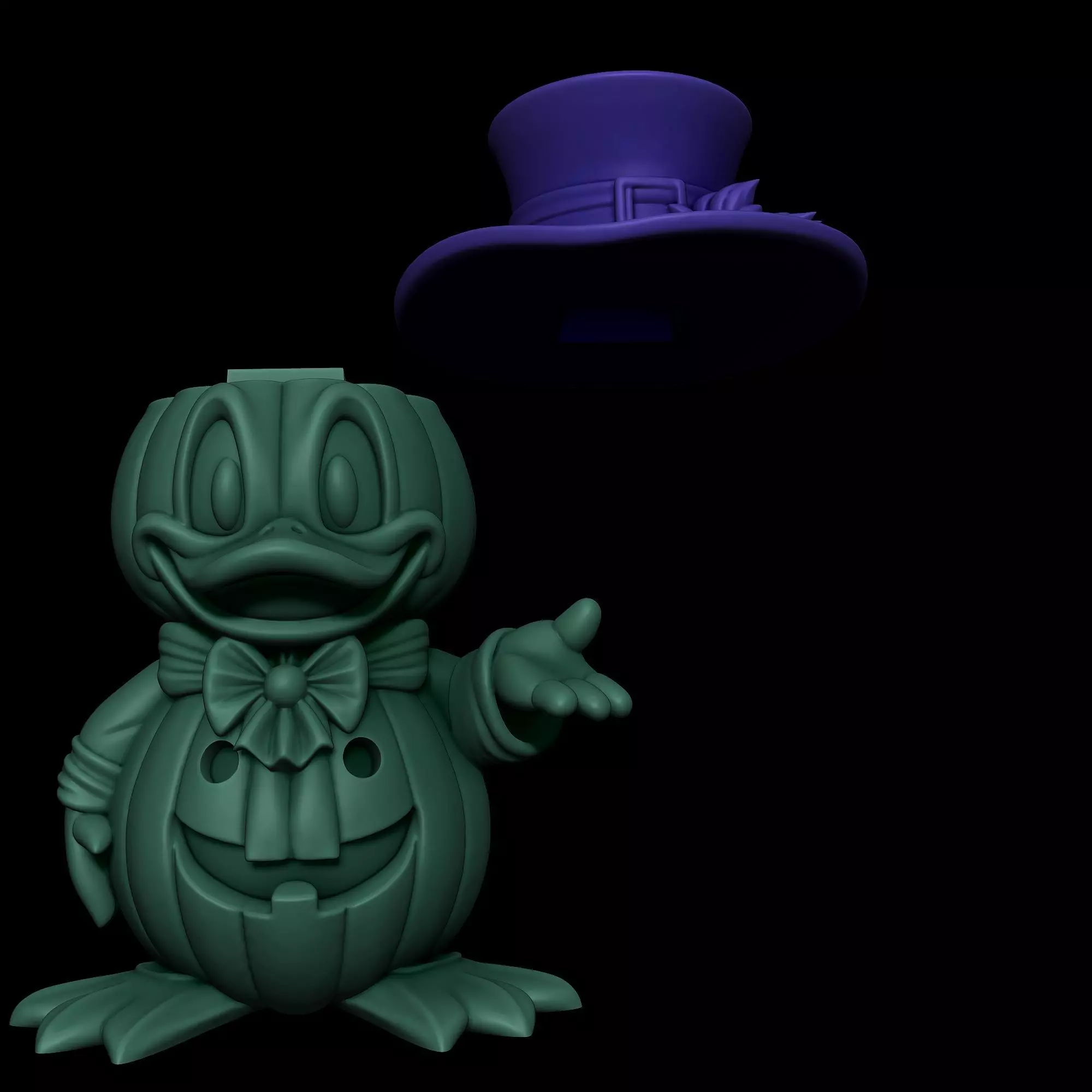 Halloween Donald Duck Pumpkin - Decor and Carved Versions  Free 3D print model_12