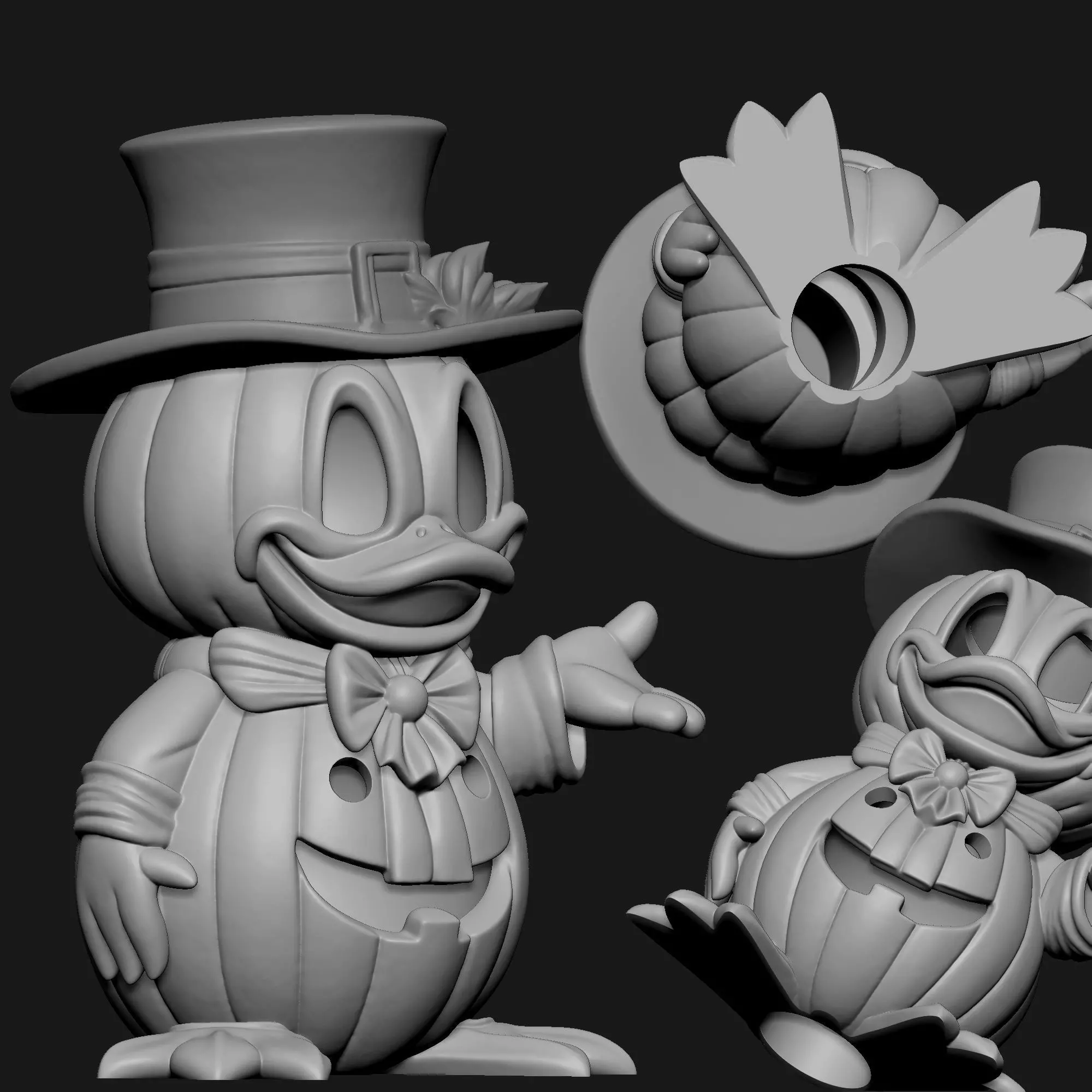 Halloween Donald Duck Pumpkin - Decor and Carved Versions  Free 3D print model_10