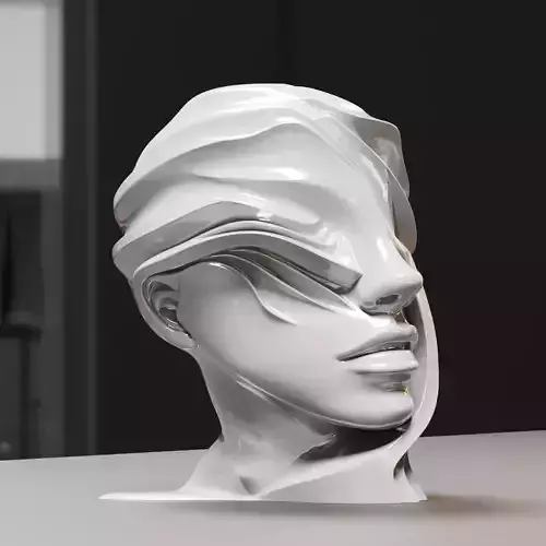 Abstract Face Sculpture Modern 3D Printable Art Bust