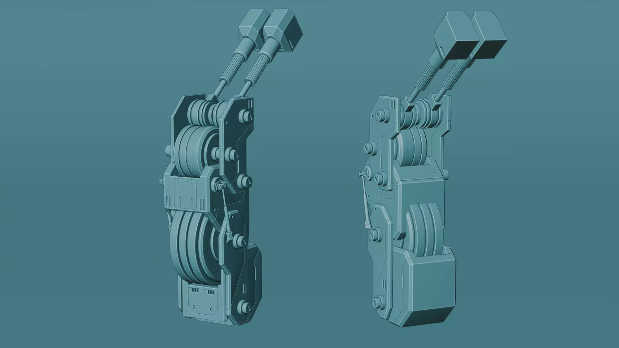 Mech Knee Low-poly 3D model_8