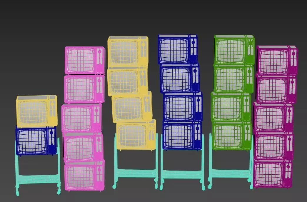 Stacks Of Retro Televisions 3D model_9