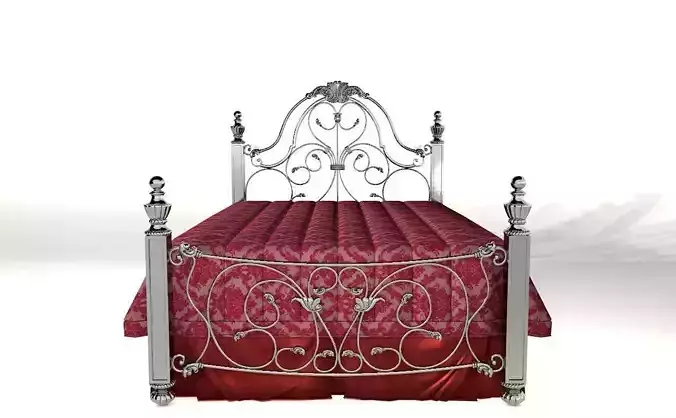 Chromed bed  with  silk cover 