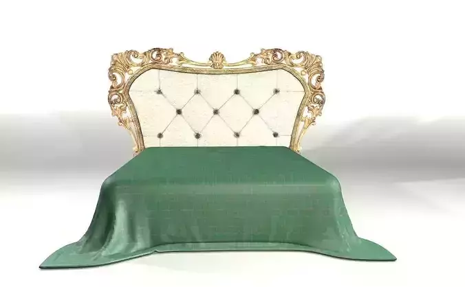 Classical bed with wooden ornaments 