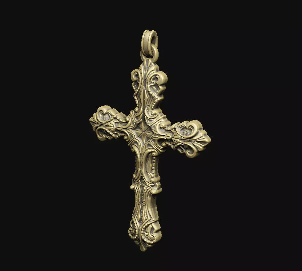 Cross relief laser artcam print carving aspire gothic krest baro 3D print model_1