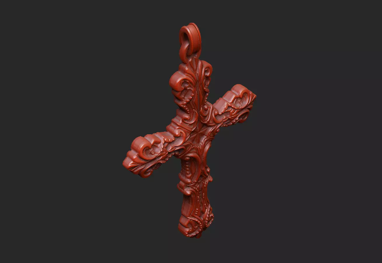 Cross relief laser artcam print carving aspire gothic krest baro 3D print model_7