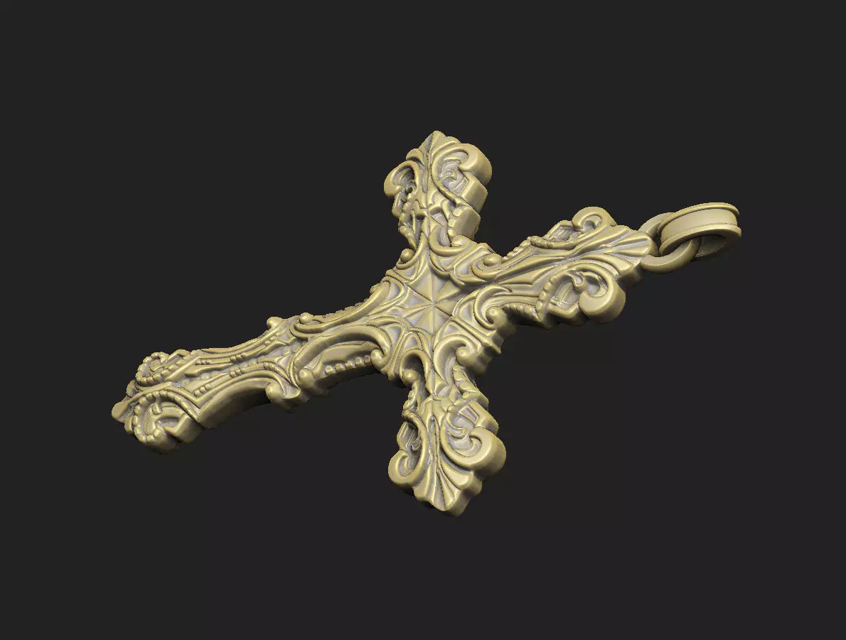 Cross relief laser artcam print carving aspire gothic krest baro 3D print model_4