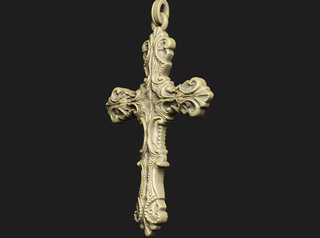 Cross relief laser artcam print carving aspire gothic krest baro 3D print model_2