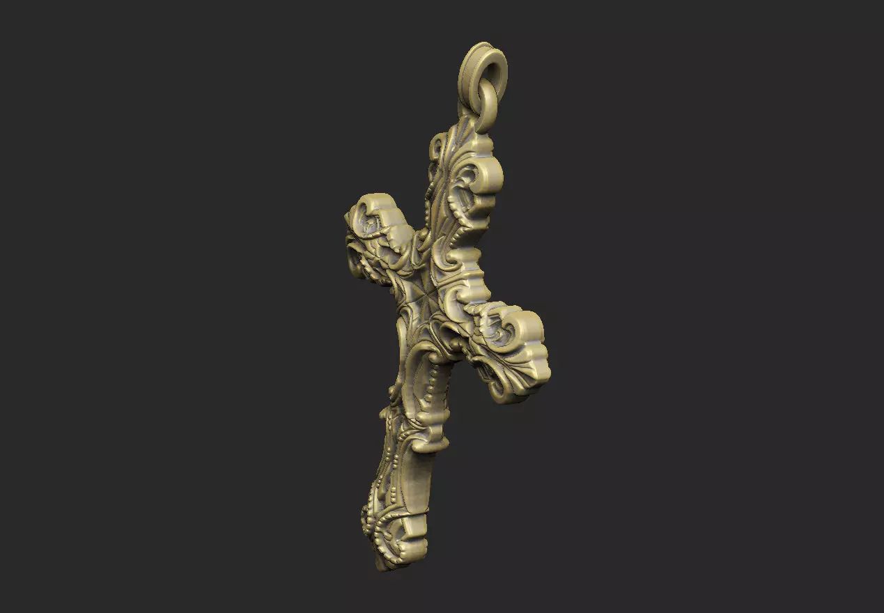 Cross relief laser artcam print carving aspire gothic krest baro 3D print model_3