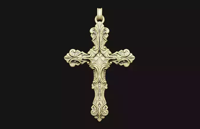 Cross relief laser artcam print carving aspire gothic krest baro 3D print model
