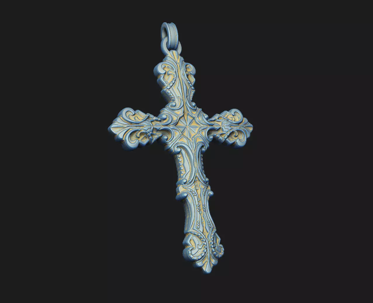 Cross relief laser artcam print carving aspire gothic krest baro 3D print model_9