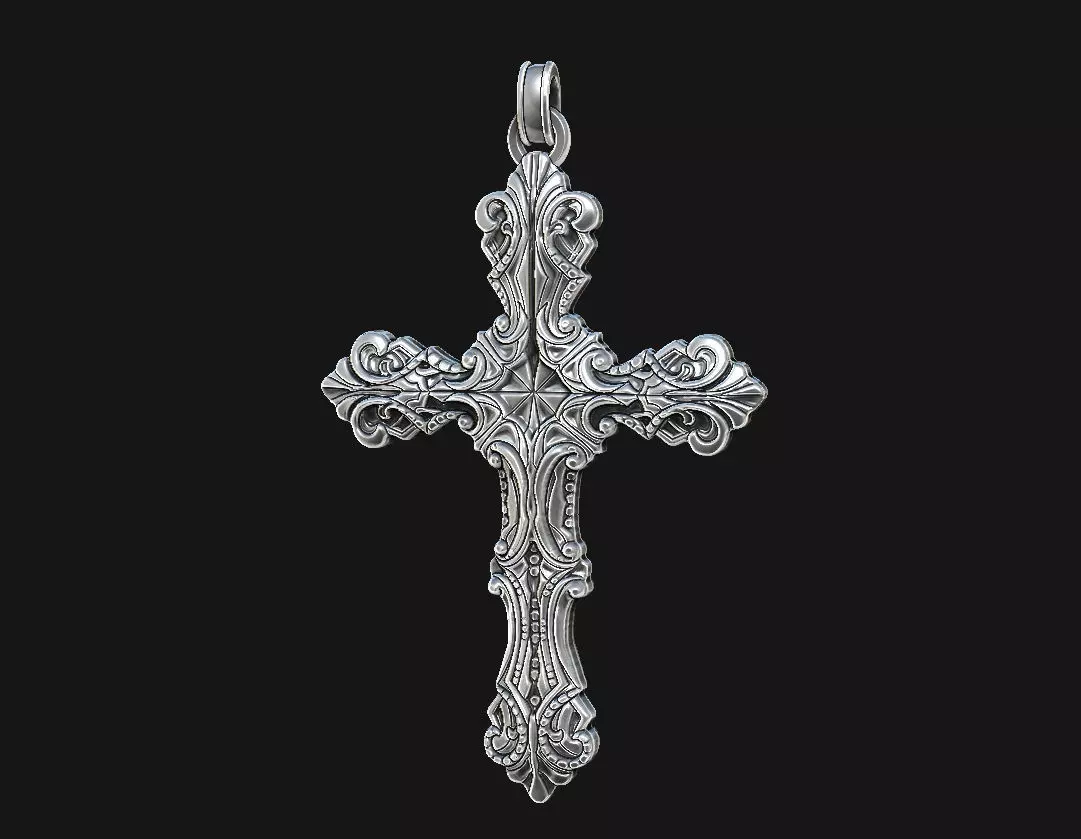 Cross relief laser artcam print carving aspire gothic krest baro 3D print model_10