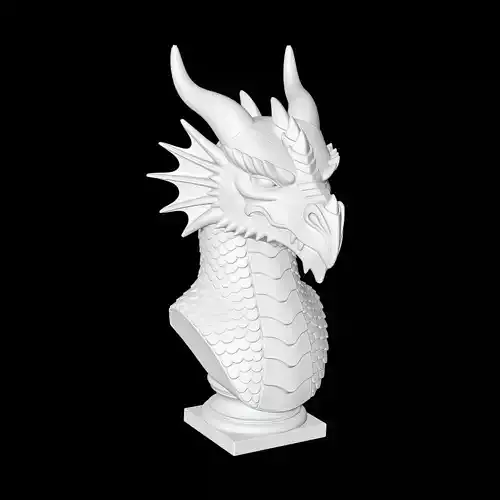 Dragon Bust STL 3D Print Model Detailed Fantasy Sculpture