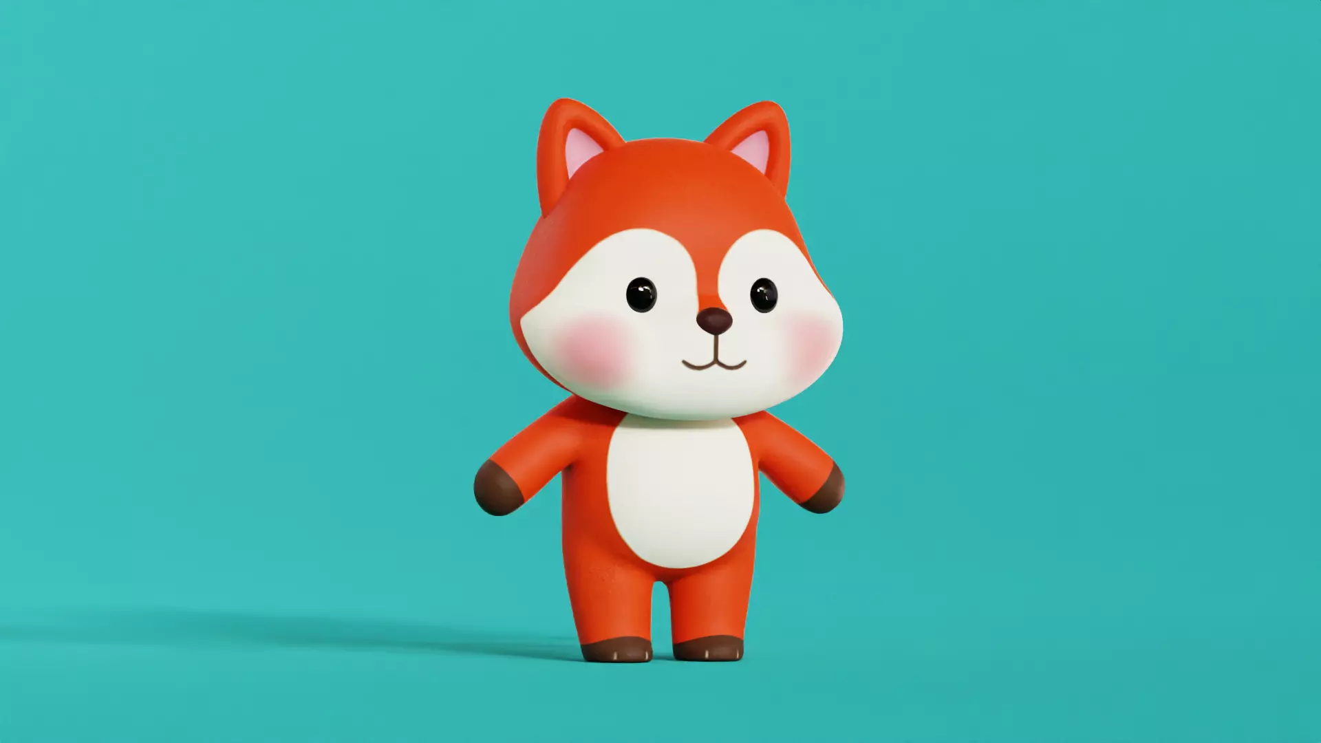 Fox Cartoon Character Chibi Kawaii Low-poly 3D model_3