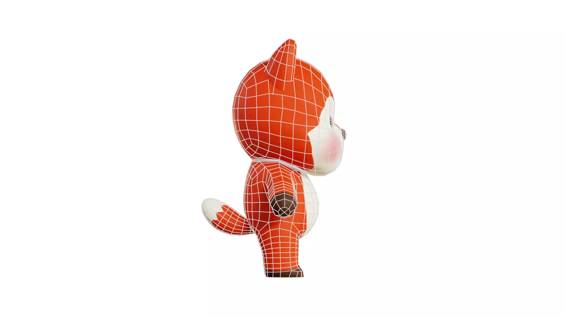 Fox Cartoon Character Chibi Kawaii Low-poly 3D model_9