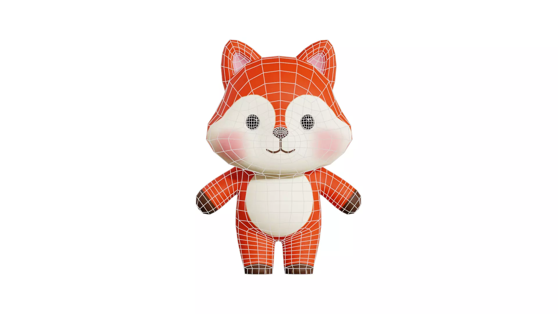 Fox Cartoon Character Chibi Kawaii Low-poly 3D model_8