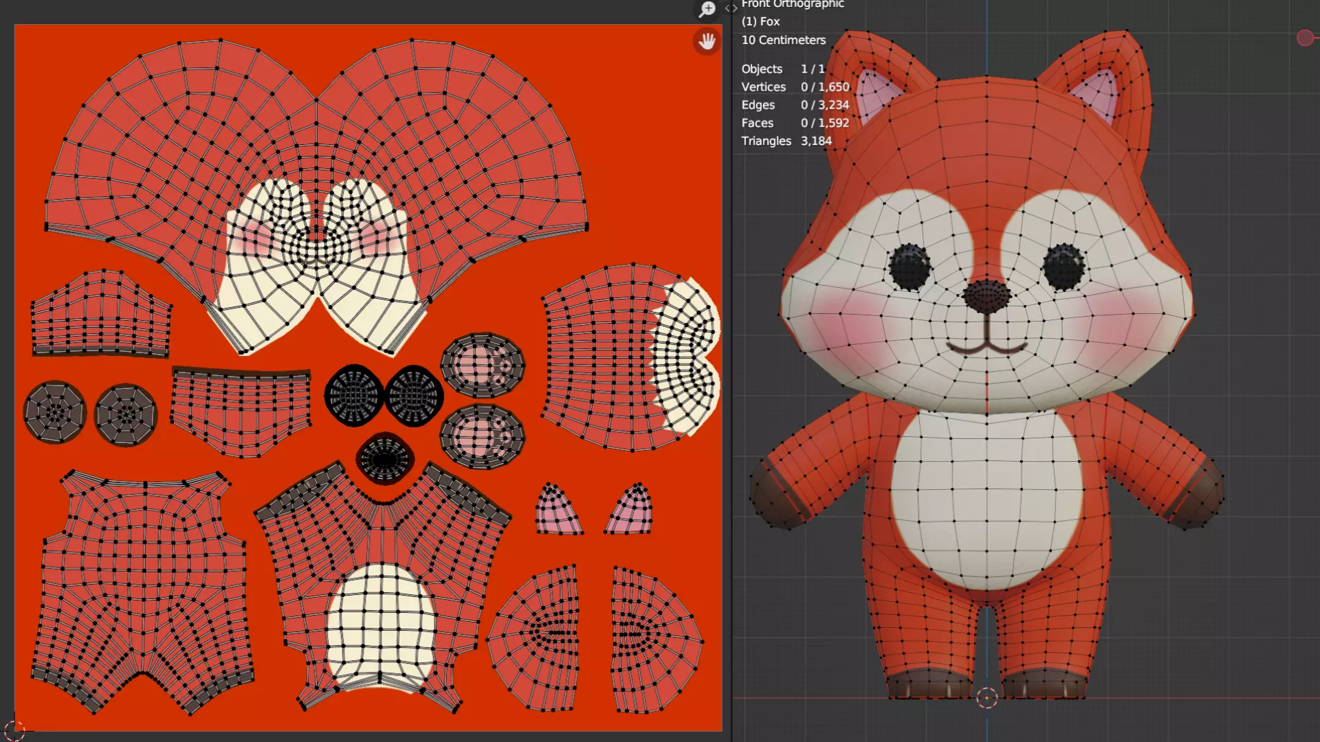Fox Cartoon Character Chibi Kawaii Low-poly 3D model_7