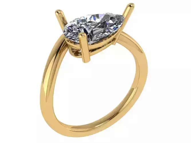 floating ring wave solitaire with pears shape center  3D print model