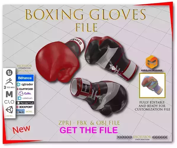 Realistic Boxing Gloves 3D Model
