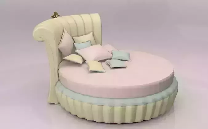 Art deco bed with pillows 