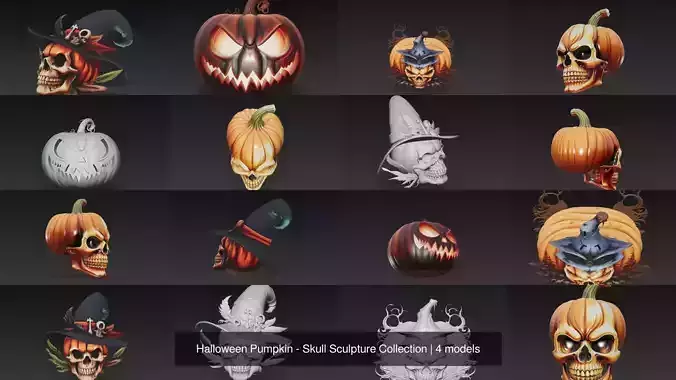 Halloween Pumpkin - Skull Sculpture Collection 