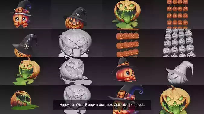 Halloween Witch Pumpkin Sculpture Collection 