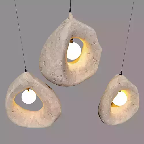  Organic Pendant Lamp Set  Triple Teardrop Ceiling Light