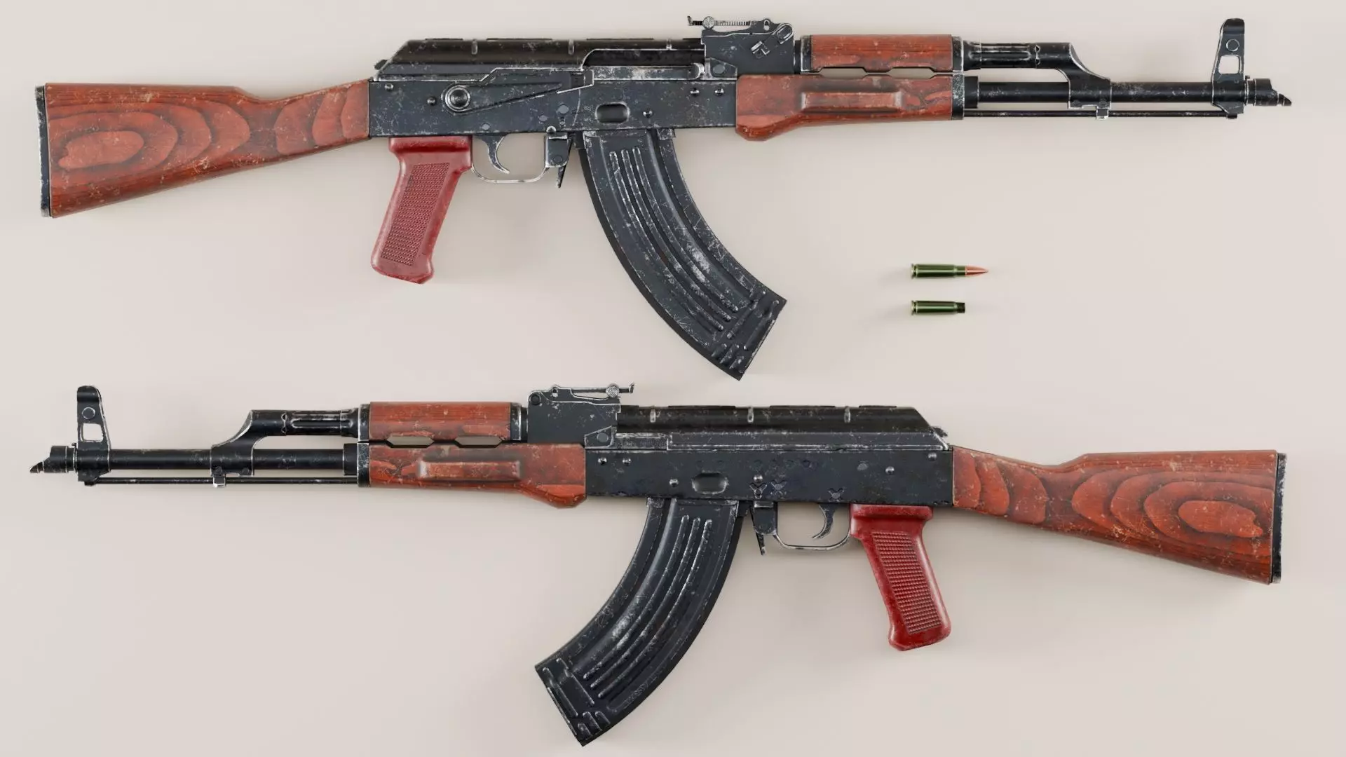 AKM - Kalashnikov Modernized Low-poly 3D model_2