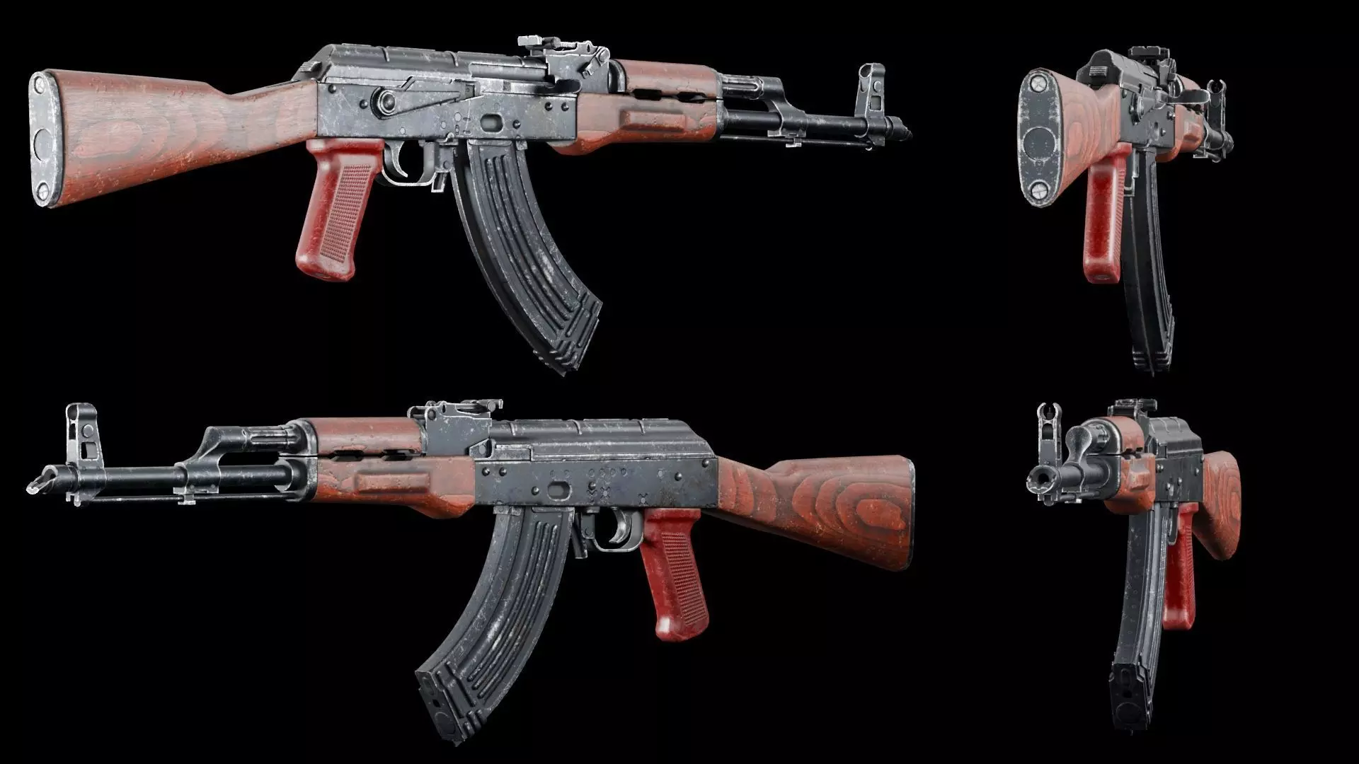 AKM - Kalashnikov Modernized Low-poly 3D model_4
