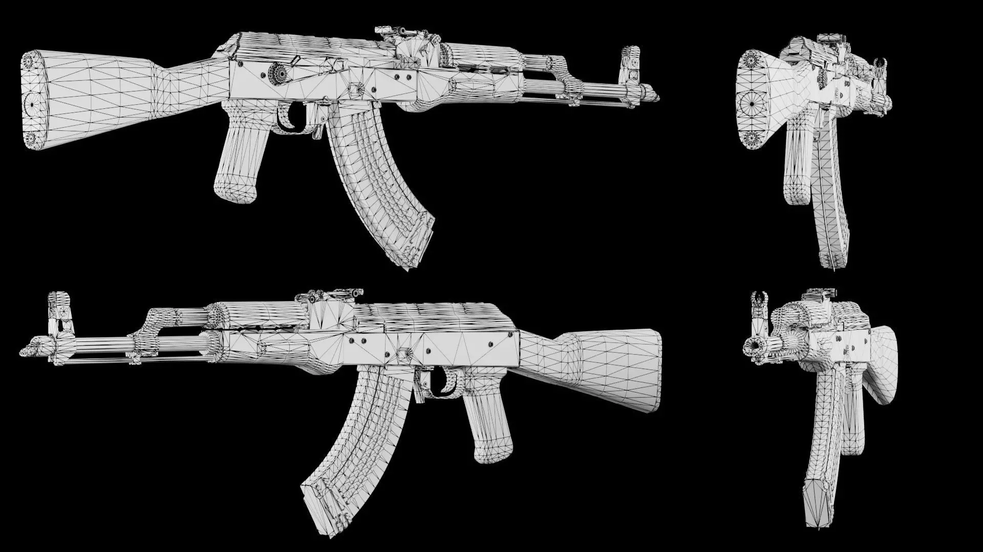 AKM - Kalashnikov Modernized Low-poly 3D model_11