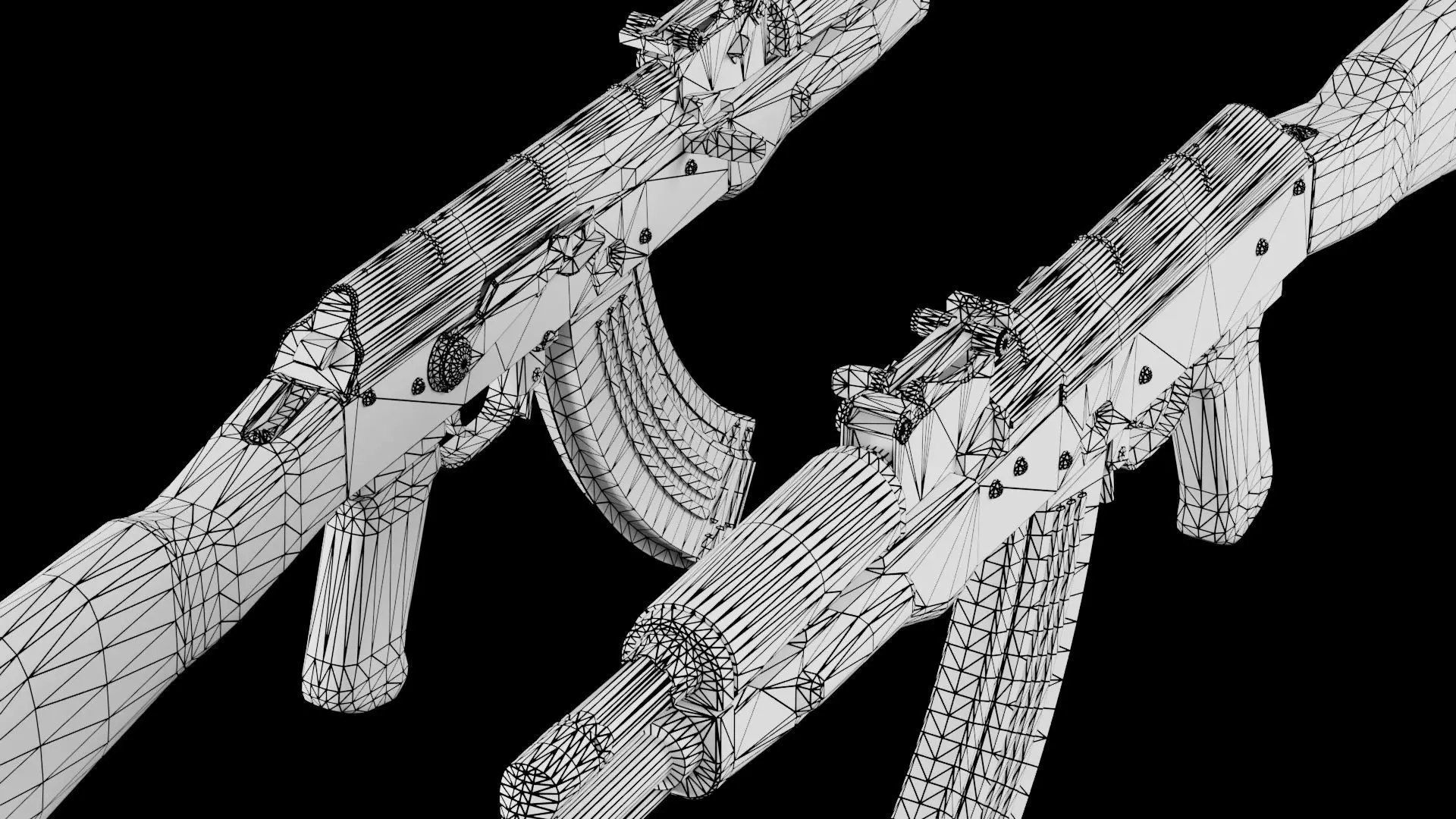 AKM - Kalashnikov Modernized Low-poly 3D model_12