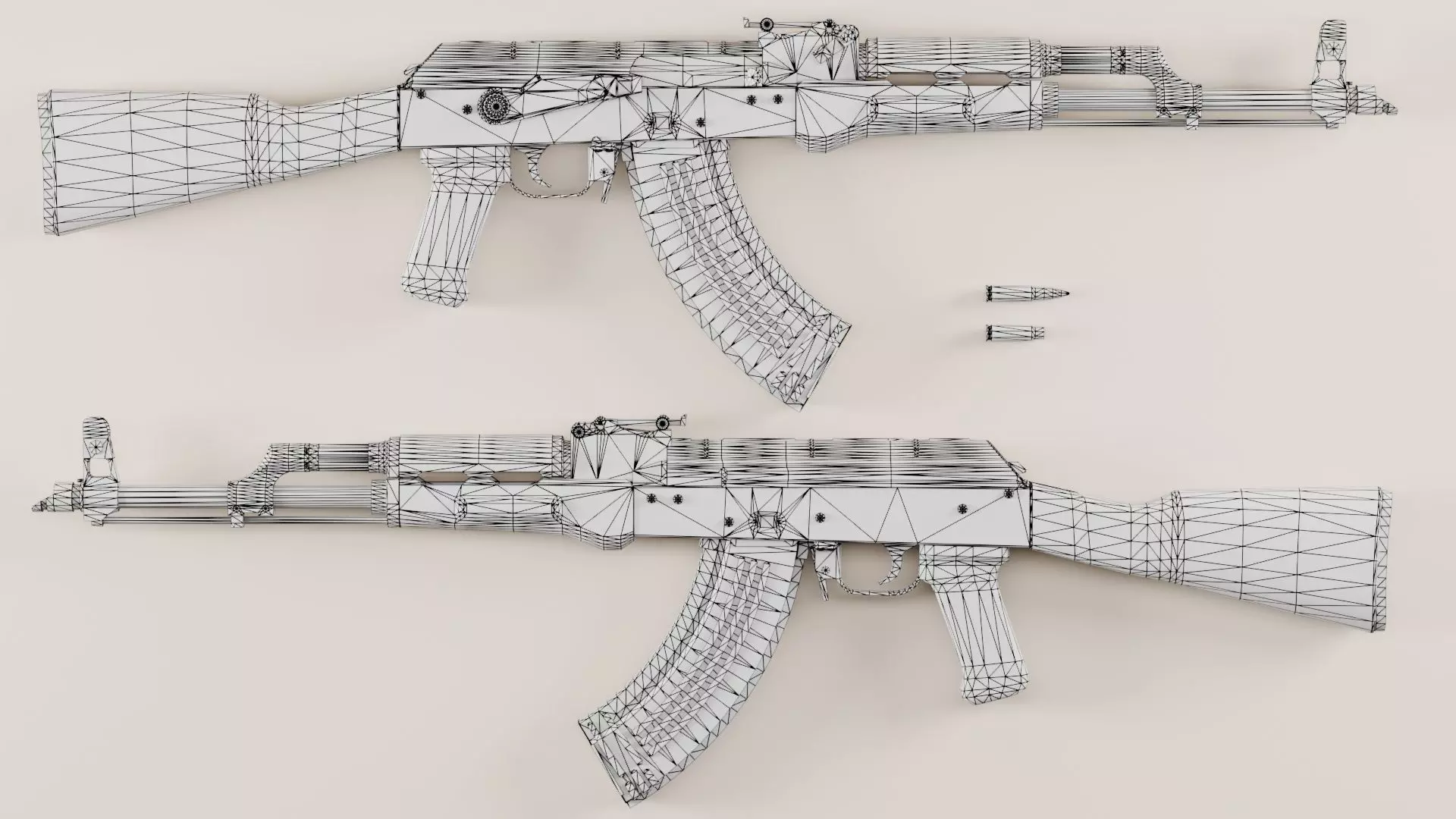 AKM - Kalashnikov Modernized Low-poly 3D model_9