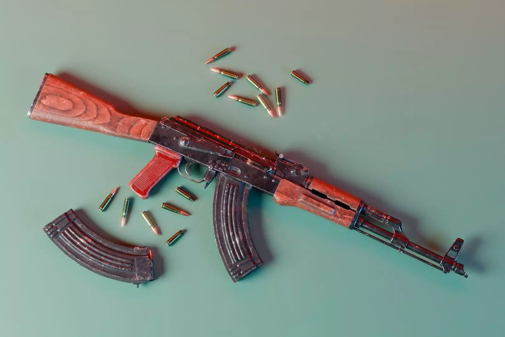 AKM - Kalashnikov Modernized Low-poly 3D model_0