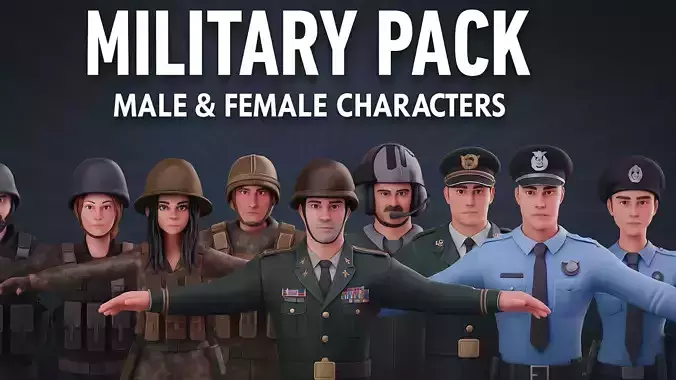 Military and Security Character Pack  Soldiers Officers Pilots