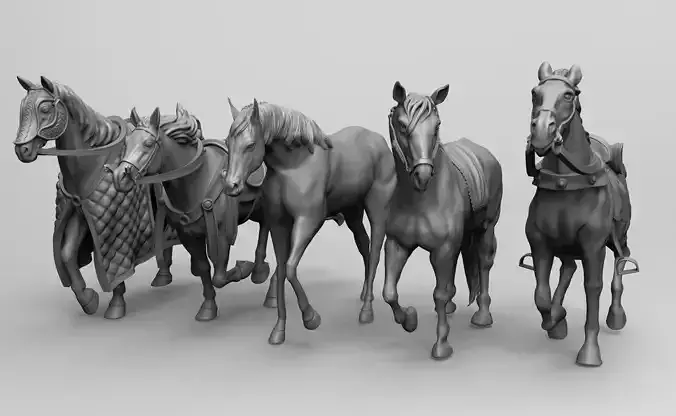 Pack of 5 Realistic Horses Miniatures