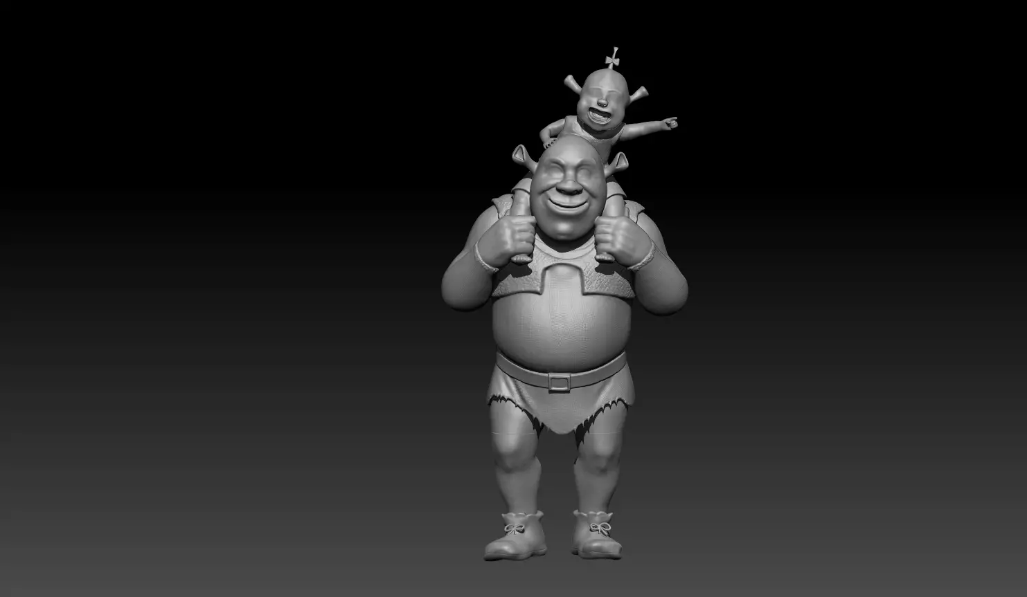 Ogro shrek cargando a su hija 3D model_0