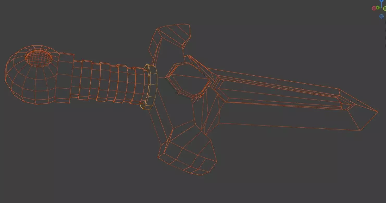 Low poly Wooden Sword for videogames Low-poly 3D model_1