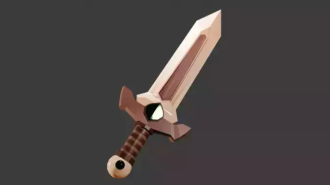 Low poly Wooden Sword for videogames