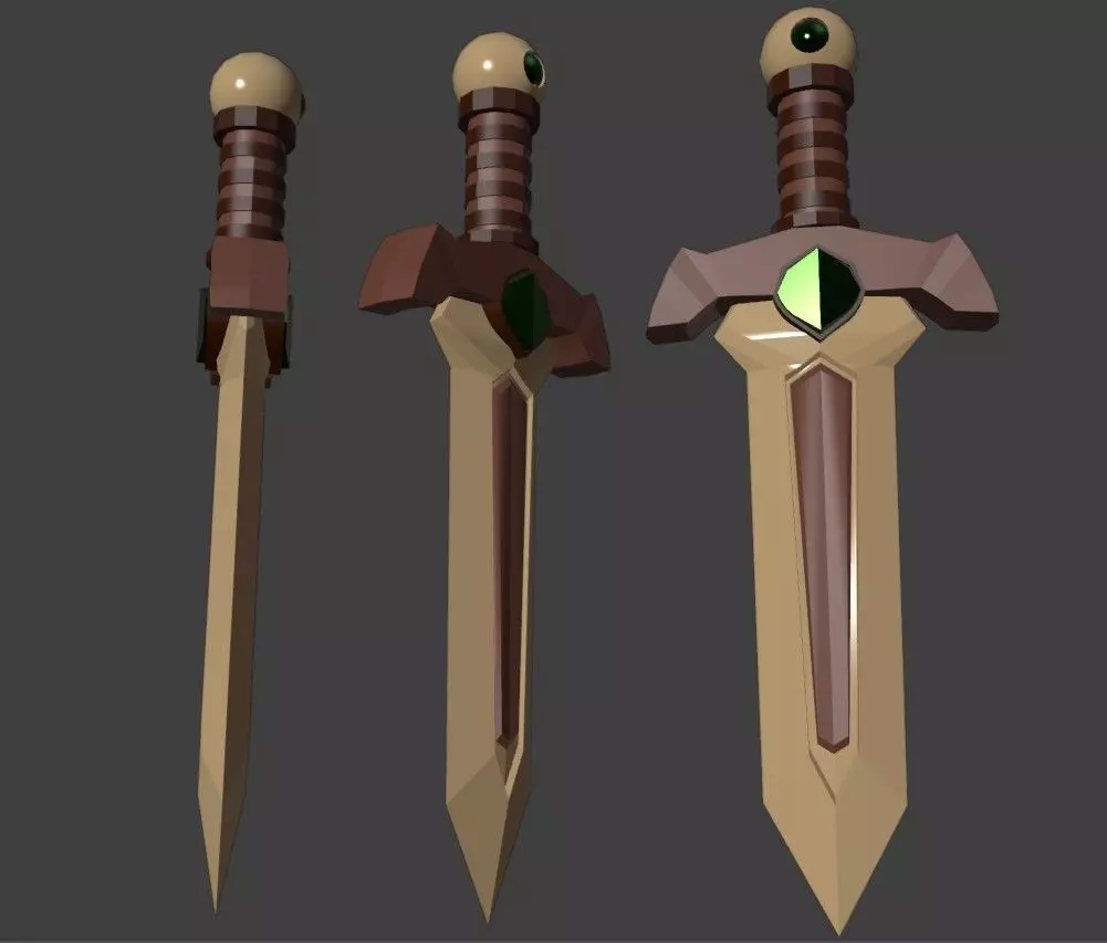 Low poly Wooden Sword for videogames Low-poly 3D model_2