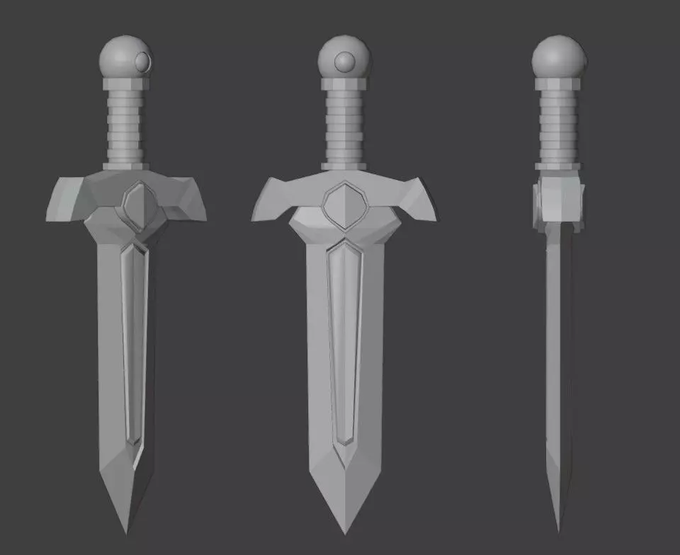 Low poly Wooden Sword for videogames Low-poly 3D model_3