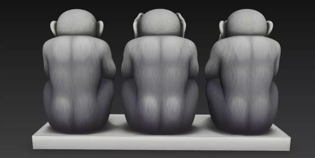 Gandhi 3 Monkeys for Print 3D print model_2