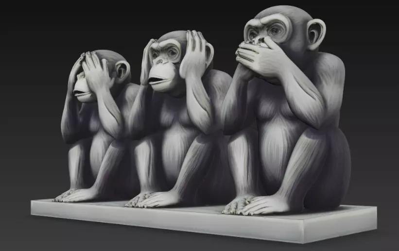 Gandhi 3 Monkeys for Print 3D print model_4