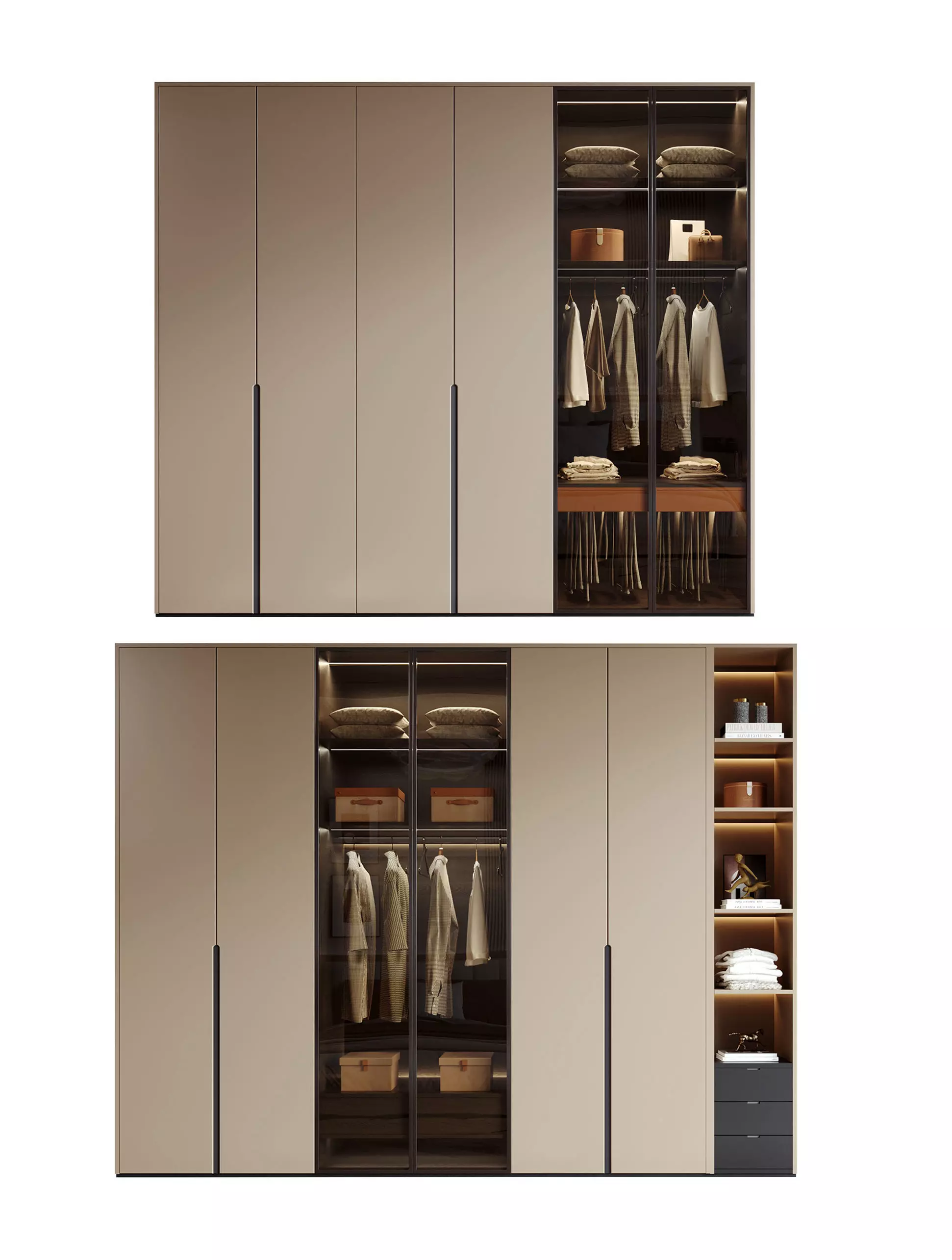 Modern Light Luxury Wardrobe Combination 3D Model 3D model_4